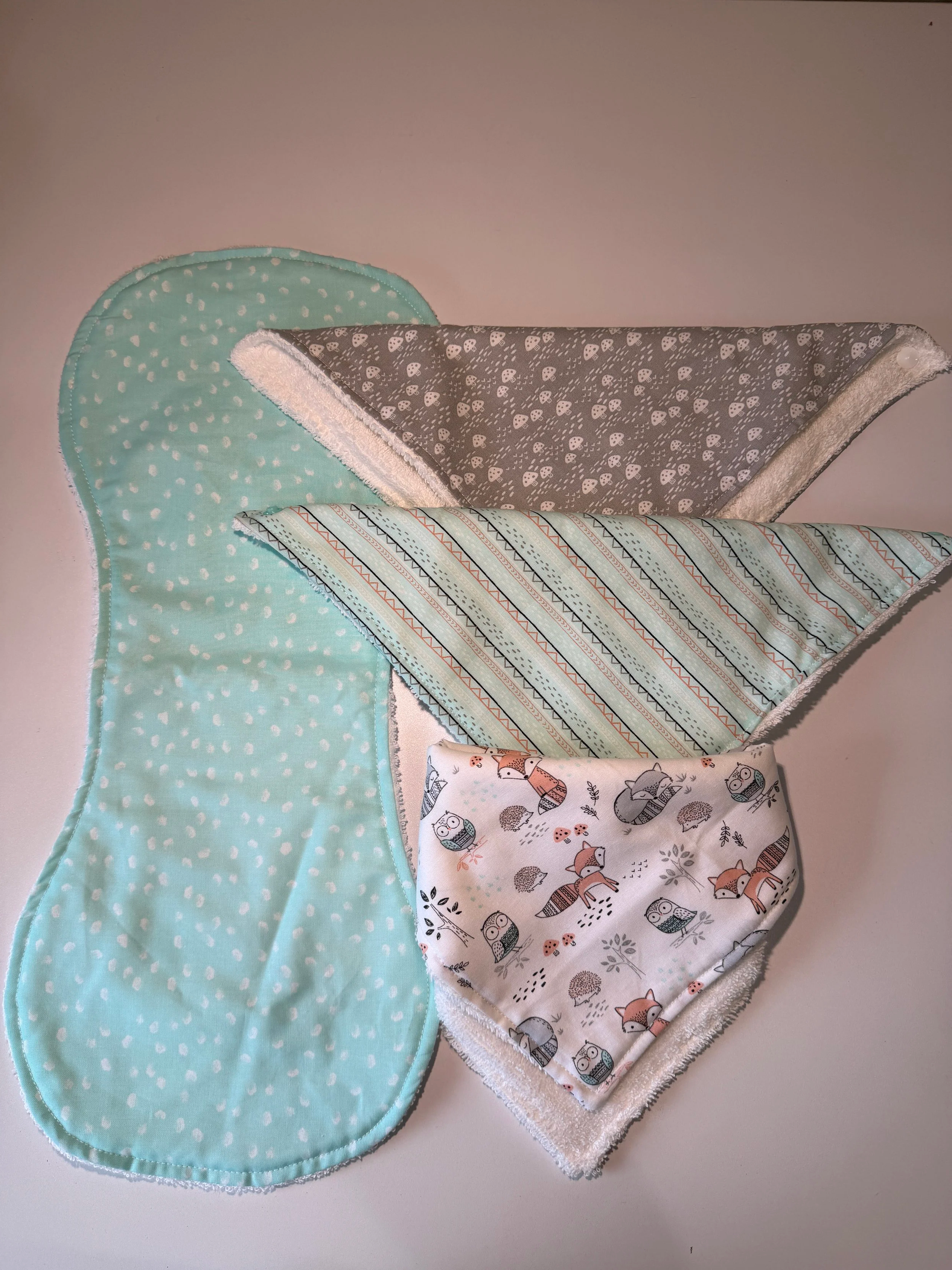 Blue/Gray Fox Bib & Burp Cloth Set