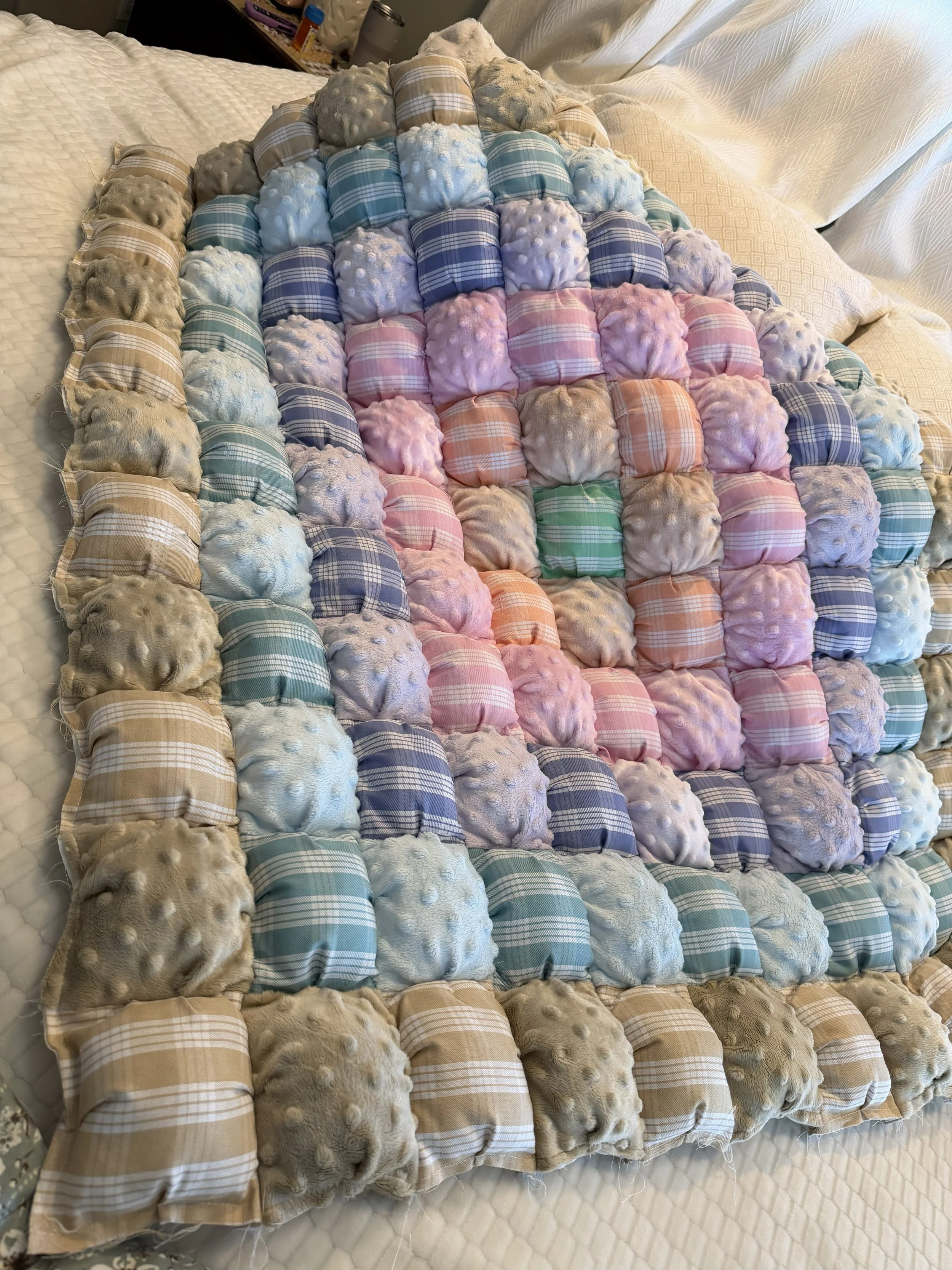 Rainbow Palaka Puff Blanket
