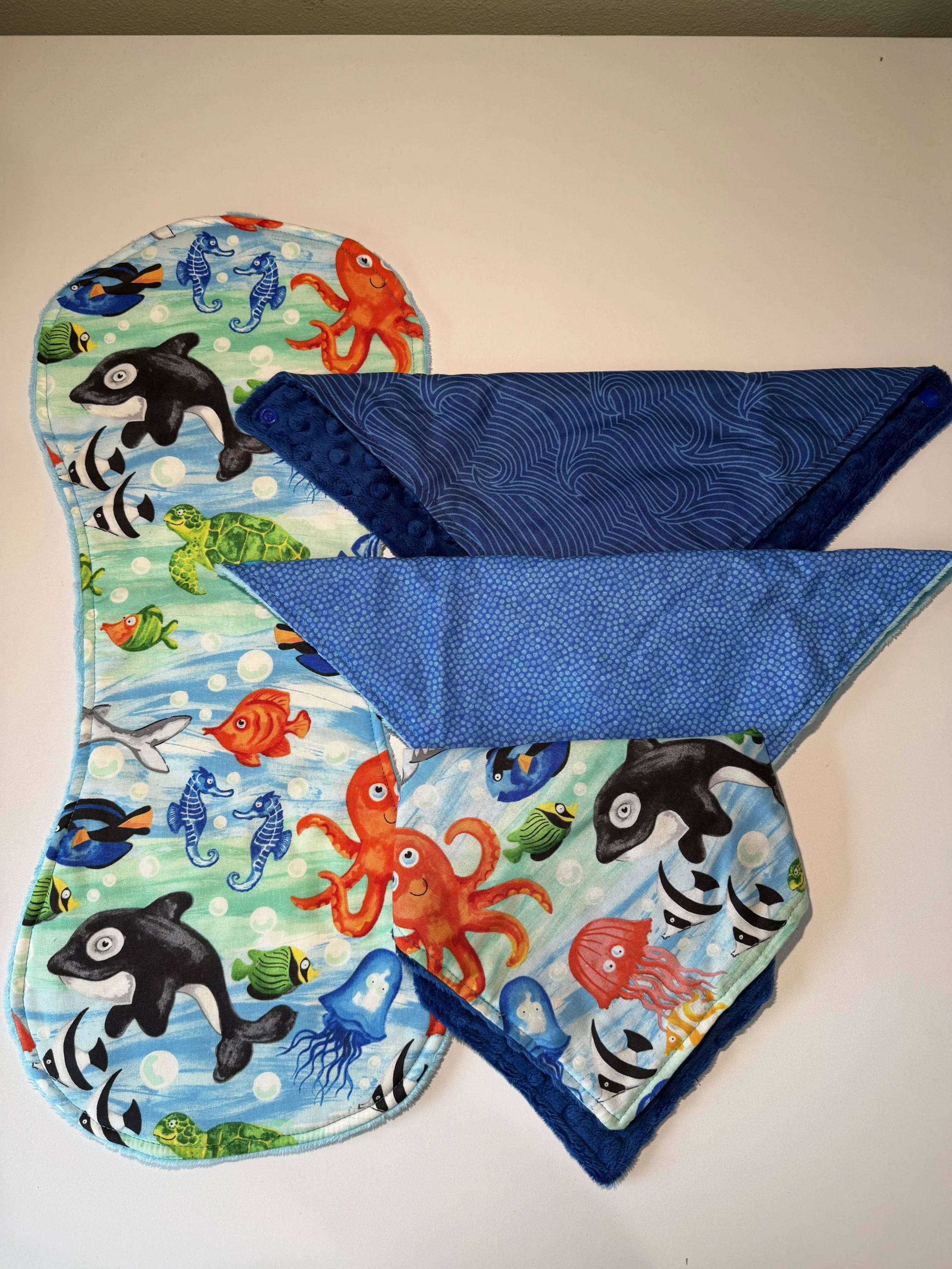 Sea Creature Bib & Burp Cloth Set