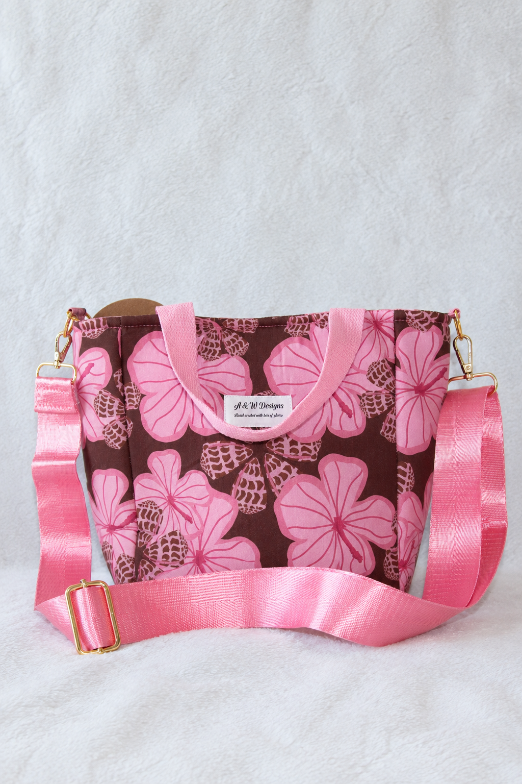 Pink Hebrew/Floral Mini Cross Body Purse