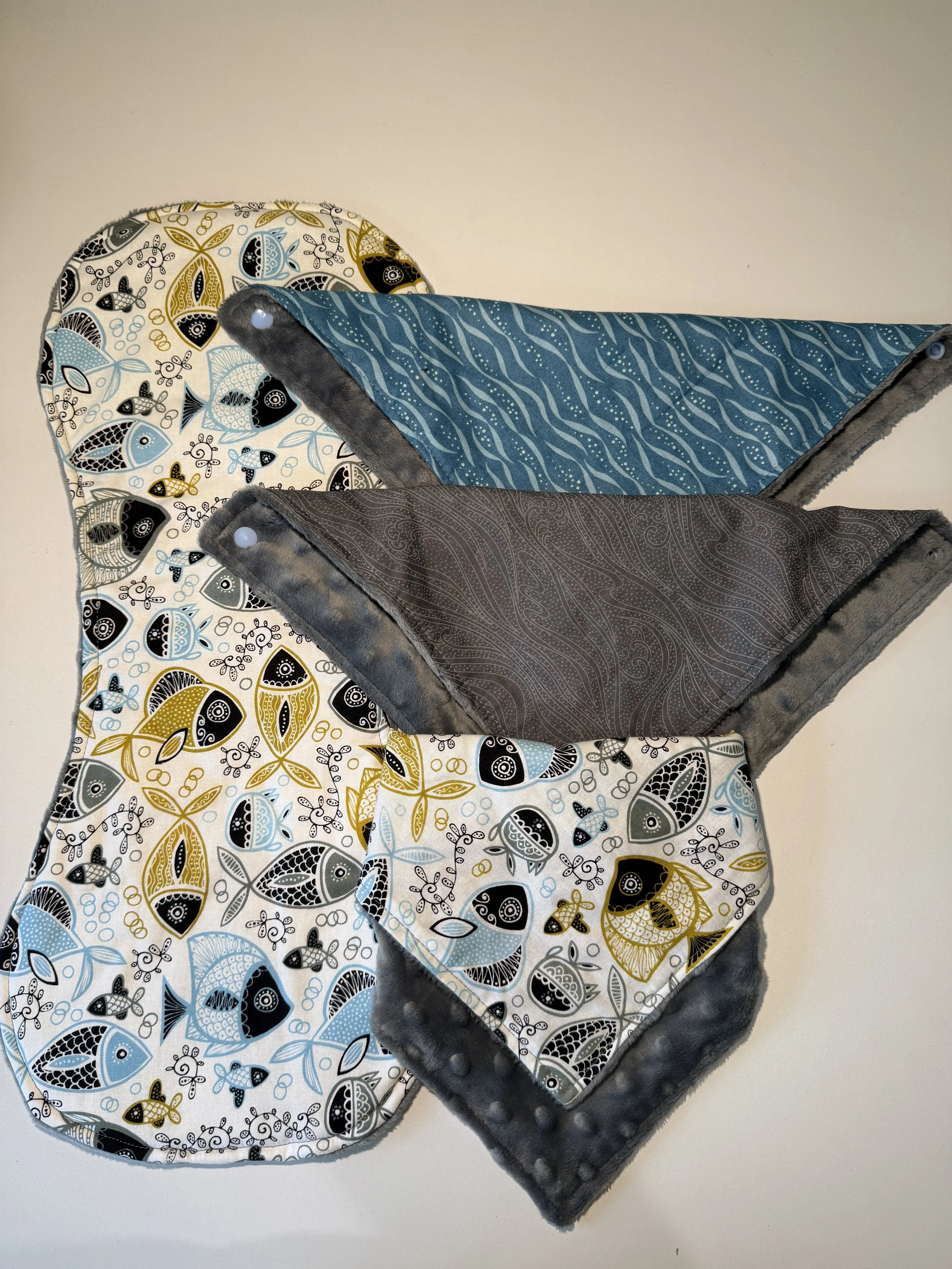 Fish Bib & Burp Cloth Set