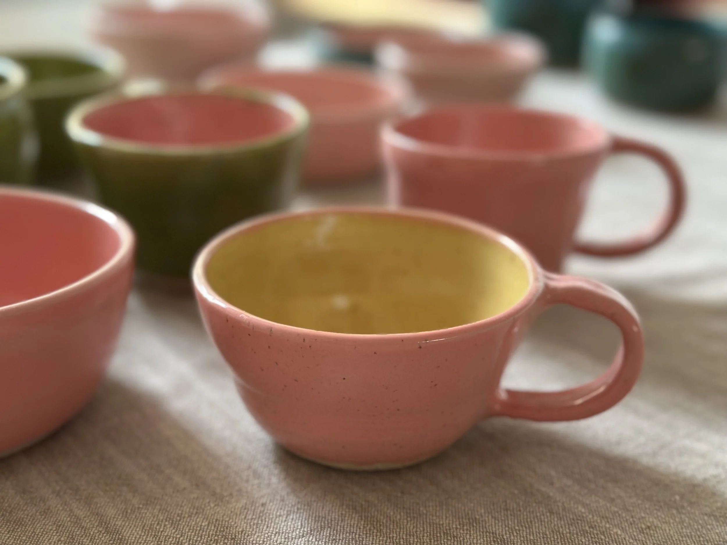 New collection. Mayco Pink Gloss & Sour Apple meets Amaco Marigold.