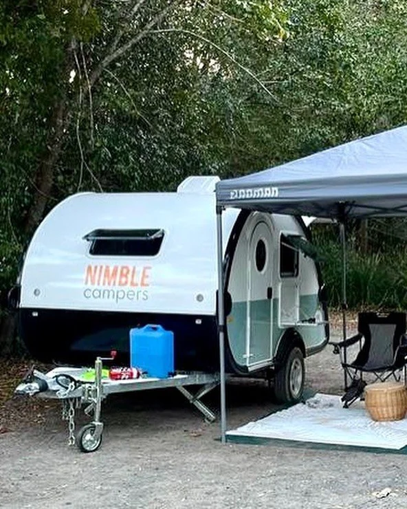 Weekends away couldn&rsquo;t be easier than with a Nimble Camper. Small and nimble, it can even go on a car ferry. ⛺️☀️#teardropcamper #teardropcaravan #travelnsw #weekendgetaway #thegreatoutdoors #nsw #nswparks #bombah #bombahferry #myallshores #mya