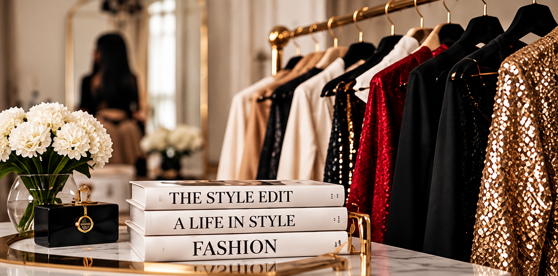 Curated wardrobe of statement clothing and fashion accessories representing personal styling by Sheridonna Designs.