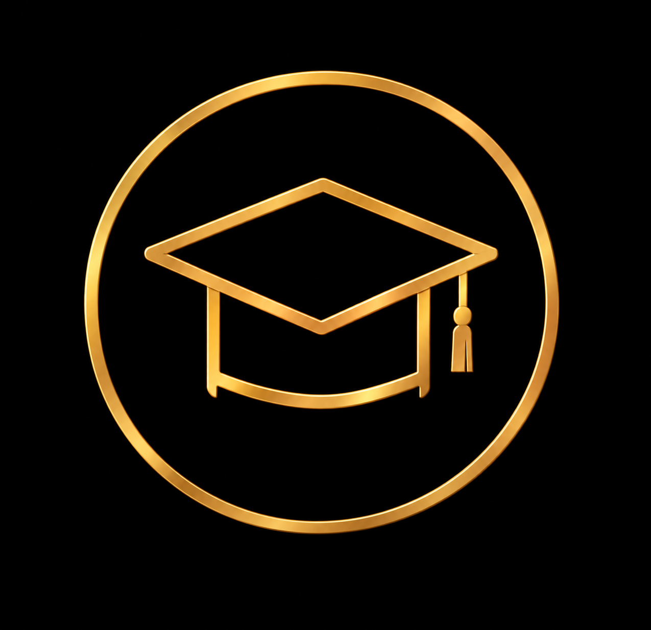 Gold graduation cap icon representing hands-on learning at Unity Fashion Institute.