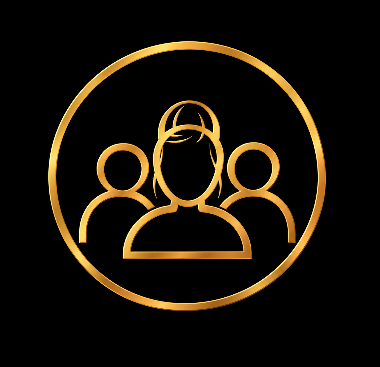 Gold group icon representing small class sizes and personalized instruction at Unity Fashion Institute.