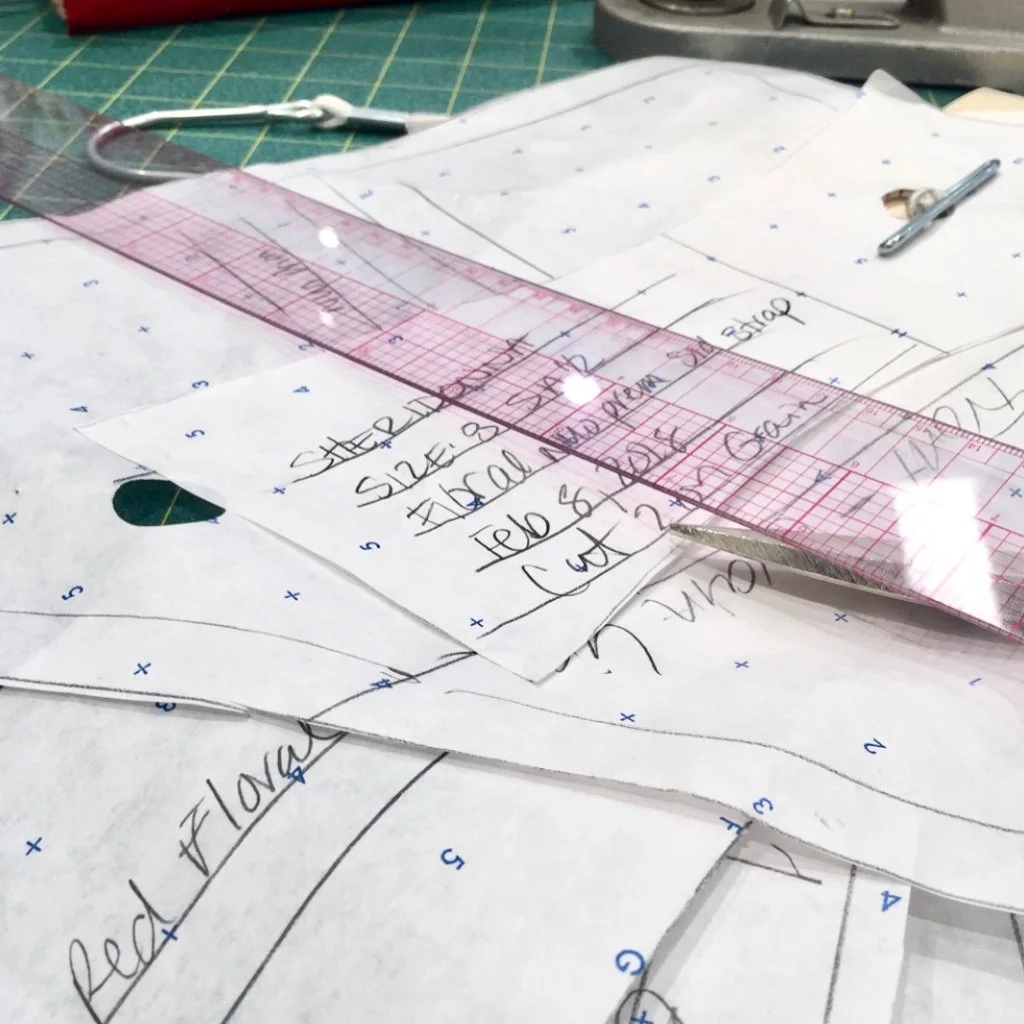Garment patterns used during the pattern and sample development stage at Sheridonna Designs.
