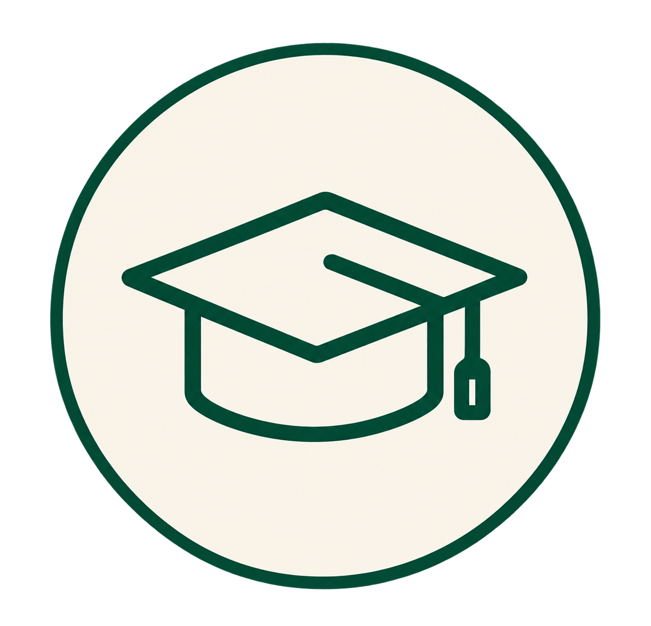 Graduation cap icon representing fashion education and learning opportunities.