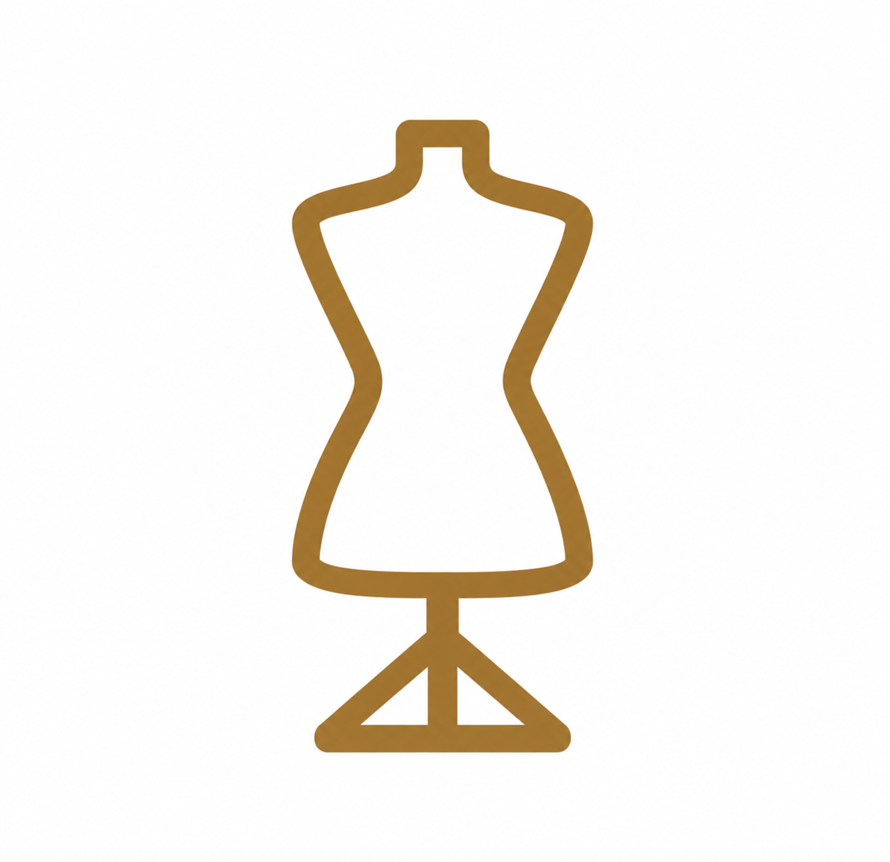 Gold dress form icon representing intentional design at Sheridonna Designs.