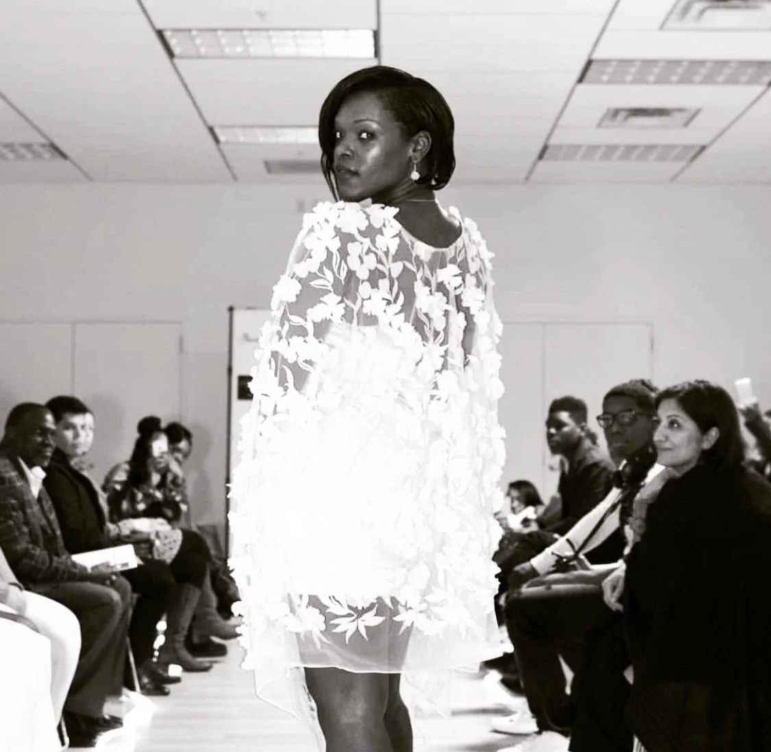Sheridonna Wilson on the runway during an early chapter of her creative journey in fashion.