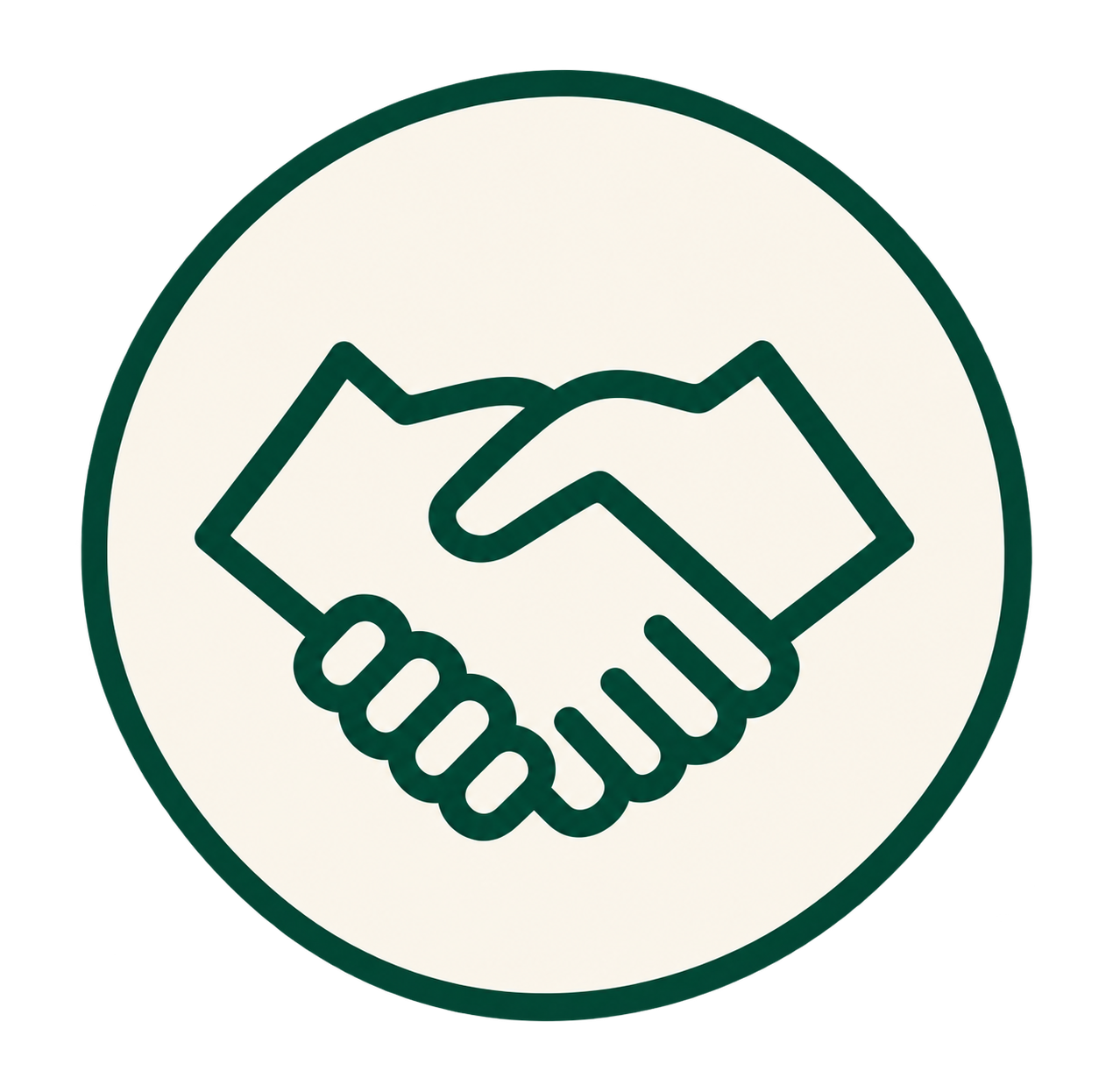 Handshake icon representing partnerships and community support for Unity Fashion Institute Foundation.