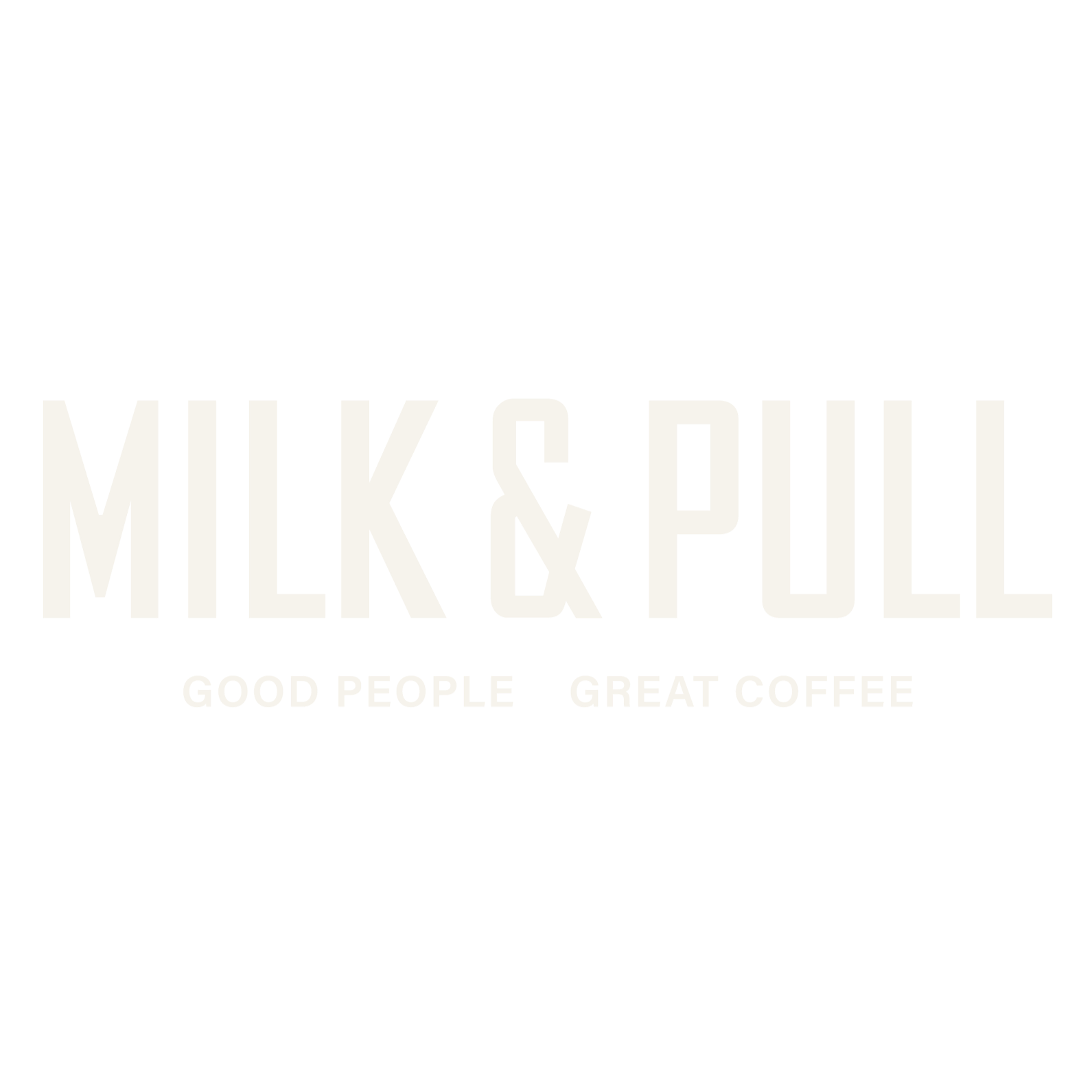 Logo for Milk & Pail, a coffee shop or cafe, with the tagline "Good People Great Coffee" in white text on a black background.