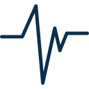 Blue heartbeat line on a black background