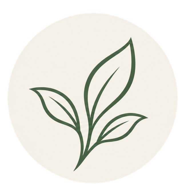 Simple line drawing of three leaves on a white background.