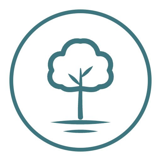 Icon of a tree inside a circle, representing nature or environmental theme.