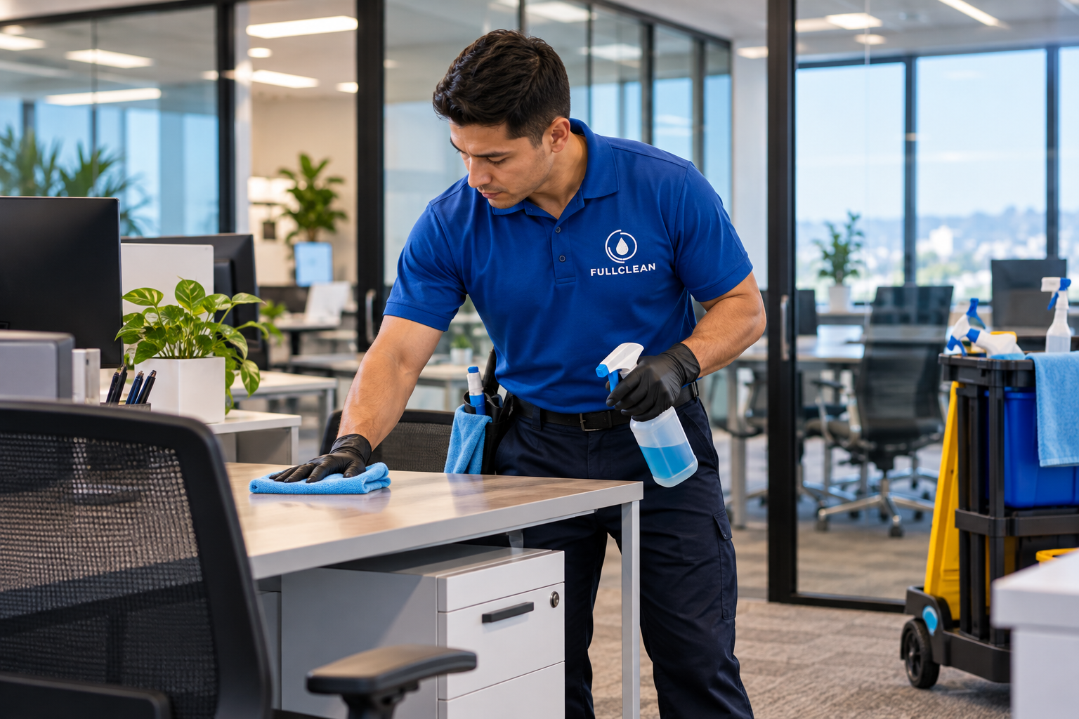 Full Clean professional providing commercial office cleaning and janitorial services in San Diego.