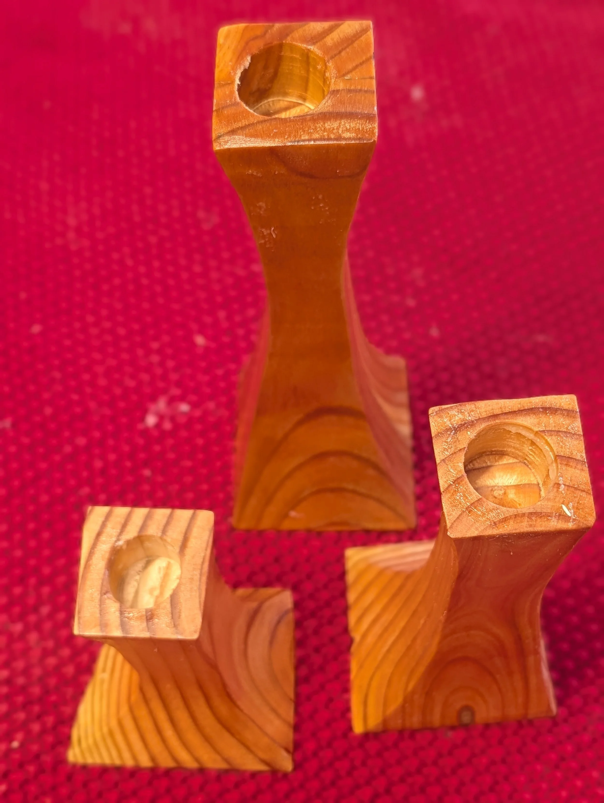 Handcrafted Geometric Wood Candle Holders