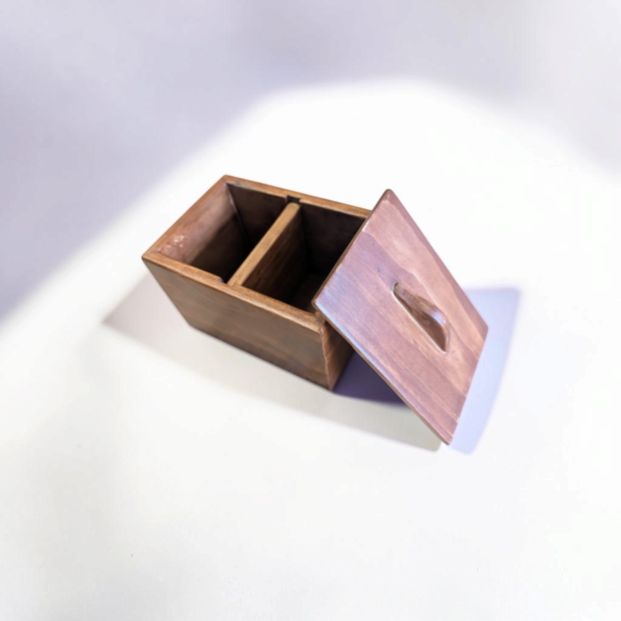 Handcrafted Wooden Storage Box with Compartments