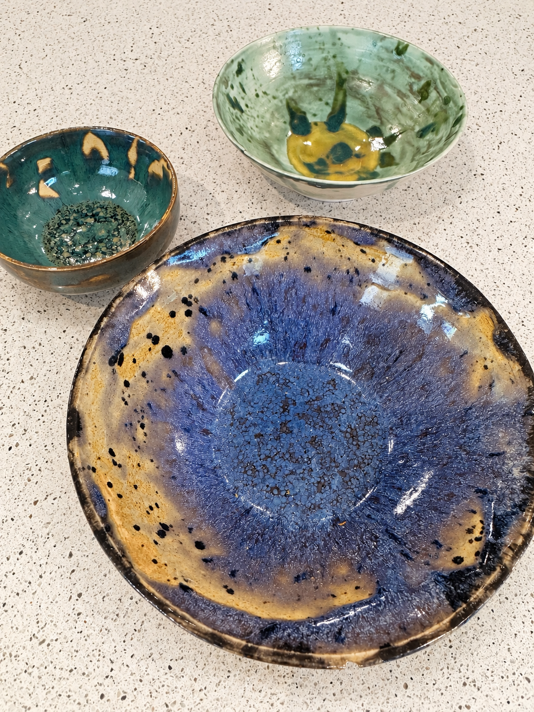 Wheel thrown bowls with glaze study