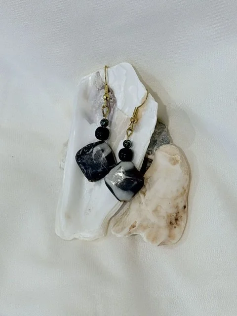 Grey, Black, and White Marbled Earrings