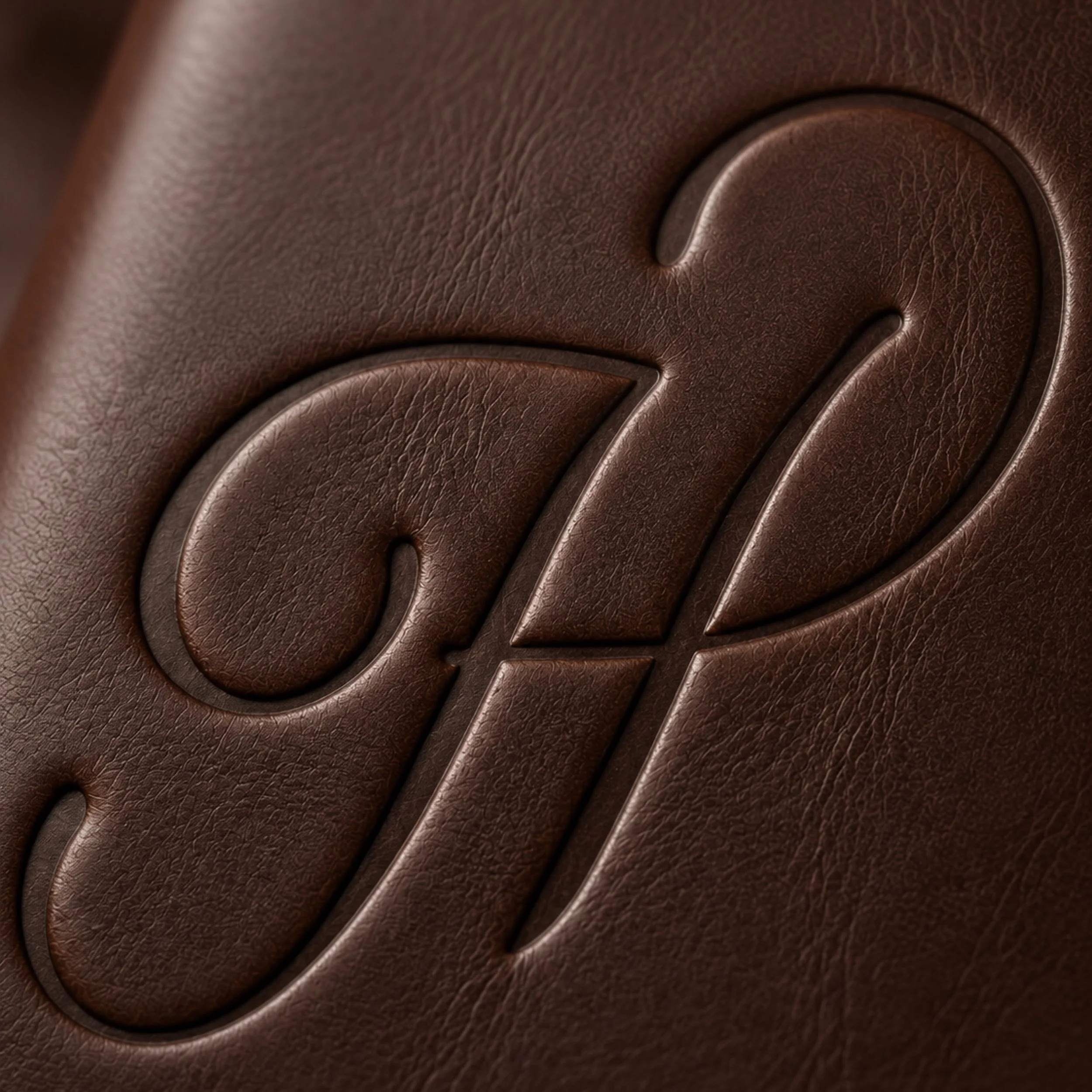 Monogramme H embossé sur cuir