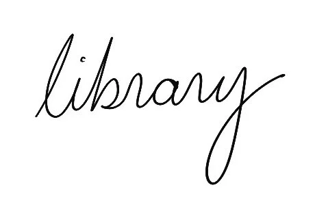 Handwritten word 'library' in black cursive script on a white background.