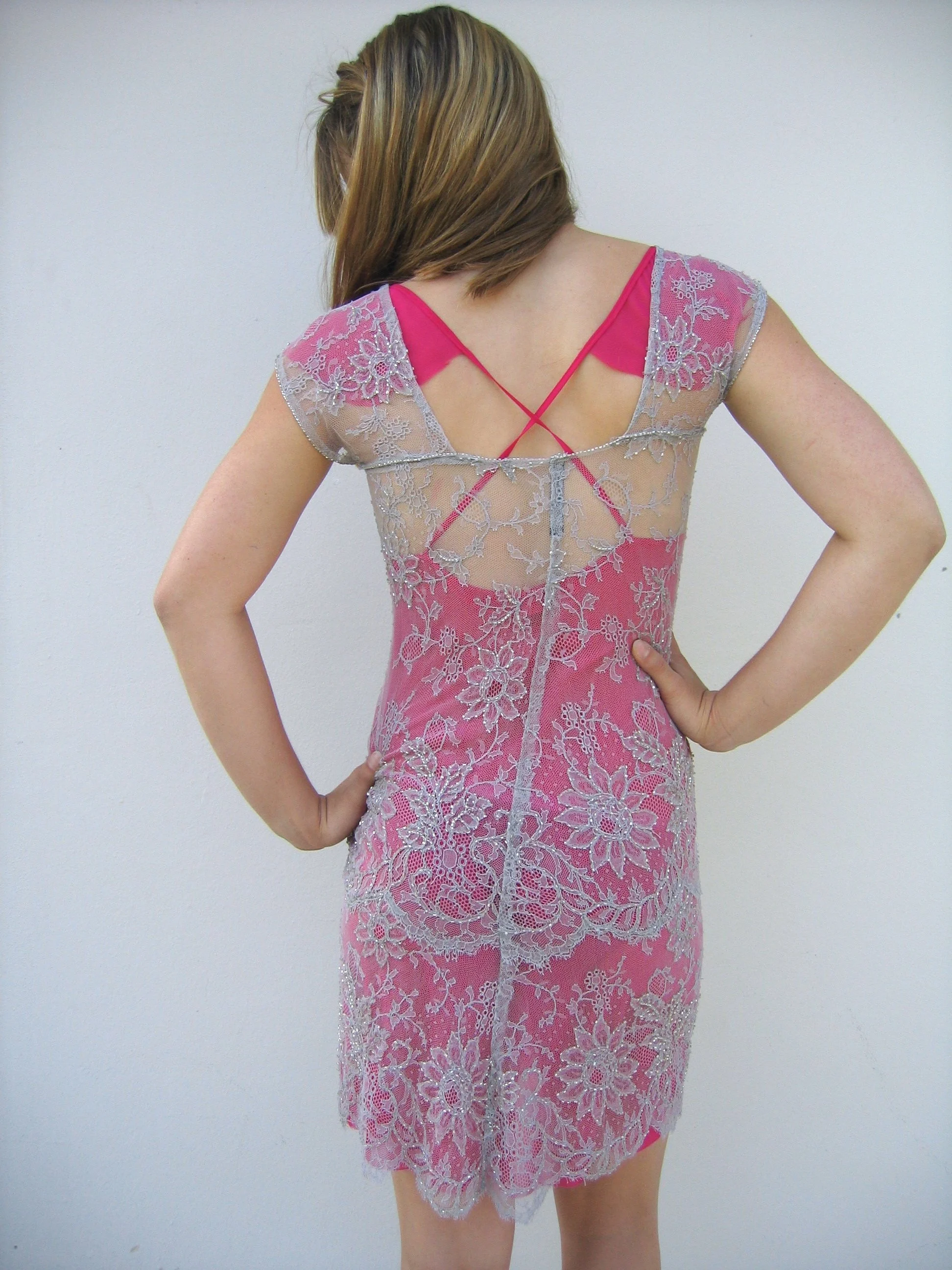 beaded lace dress with hot pink slip.JPG