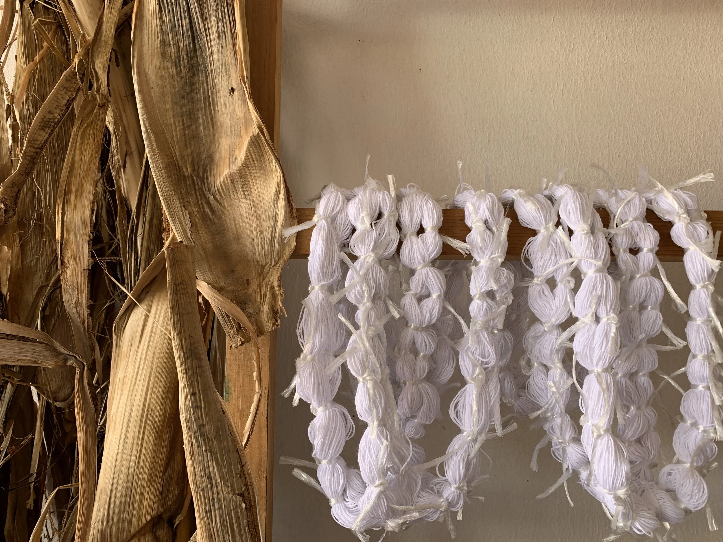 Mexchic exploration of traditional artisanal natural botanical dyes and dying in Oaxaca Mexico, hand dyed pochote ceiba kapok tree seed pod fiber endemic plant cellulose fiber perricon mexican mint marigold añil indigo magnolia rosemary granada pomeg