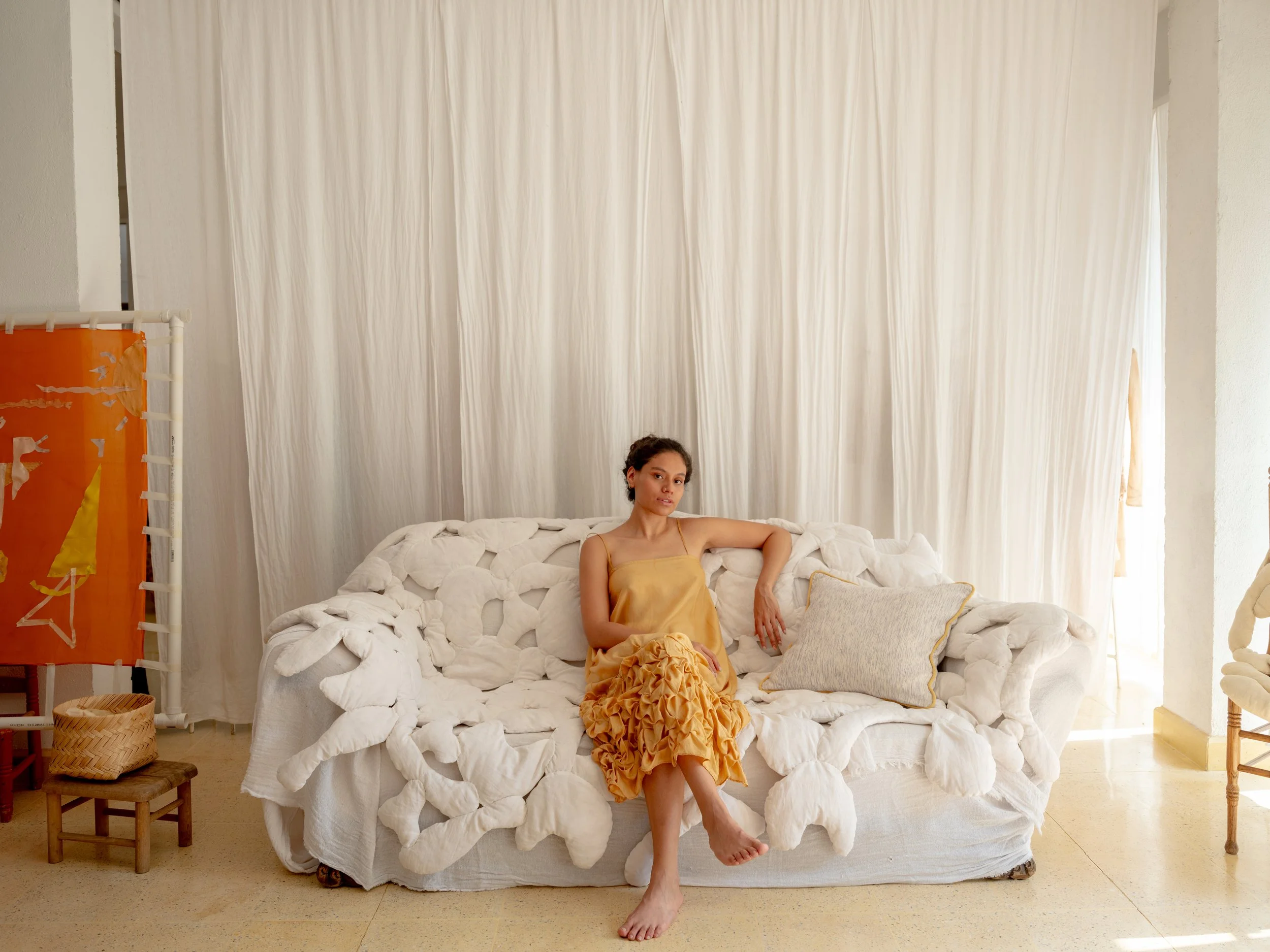 textile artist studio in oaxaca mexico mexchic designer craft contemporary design, fashion design kate berry british photographer natural spaces, interior design, live work space balanced work living spaces beautiful natural light filled loft studio 