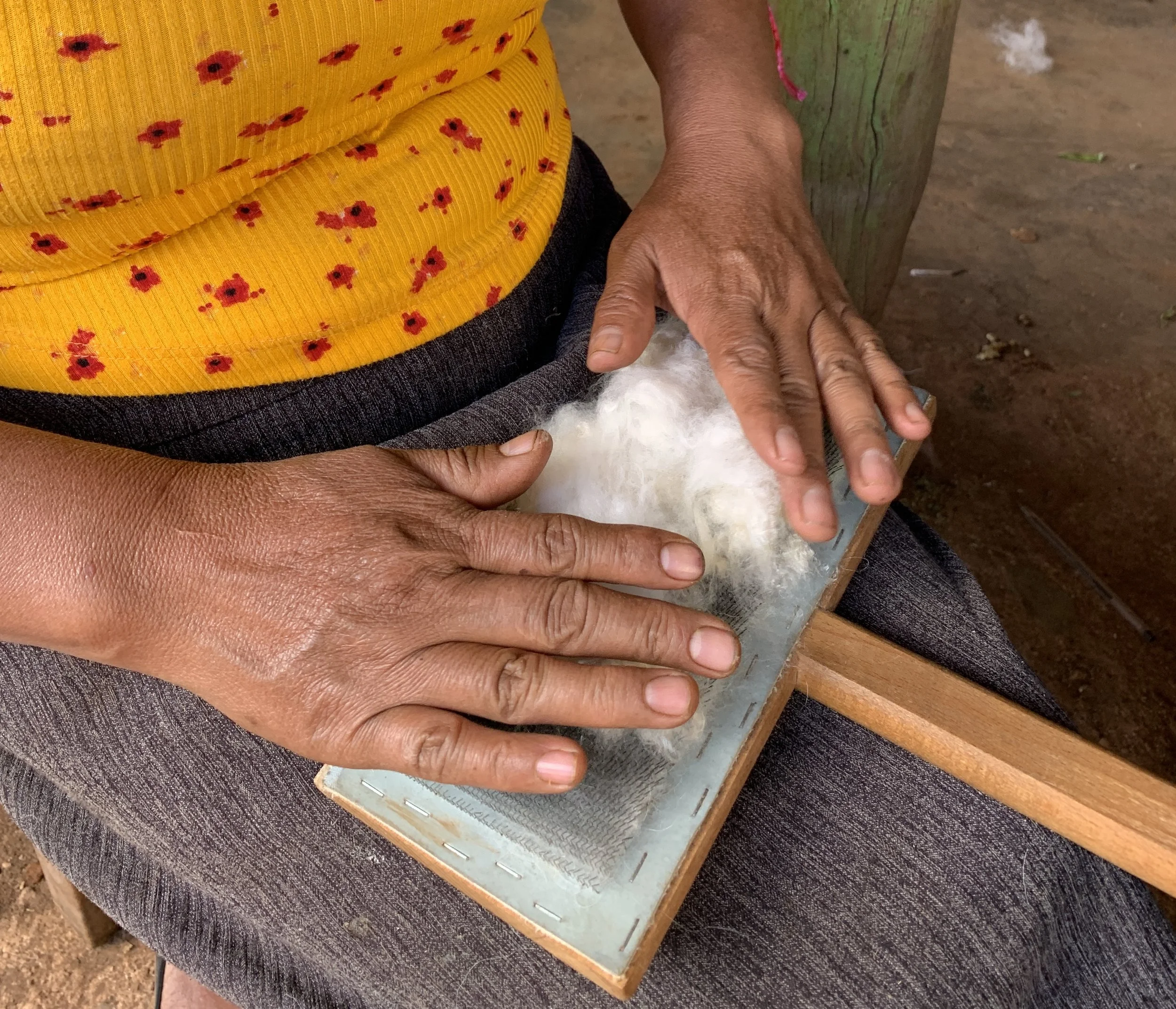 Mexchic fiber research on traditional Mayan ceiba kapok pochote seed pod fiber in Oaxaca Mexico, weaving, spinning cotton, natural, ethical, sustainable, organic fabric Mexican textiles made by craftsman and artisans with natural and botanical dyes p