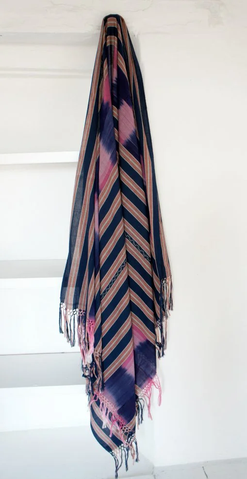 handwoven craft cotton embroidery macrame fringe rebozo shawl mexico mexican oaxaca chiapas toluca tenancingo estado de mexico highend highfashion moda textiles artisan artisanal natural dyes botanical dyes blue black plaid check blouse poncho top sh