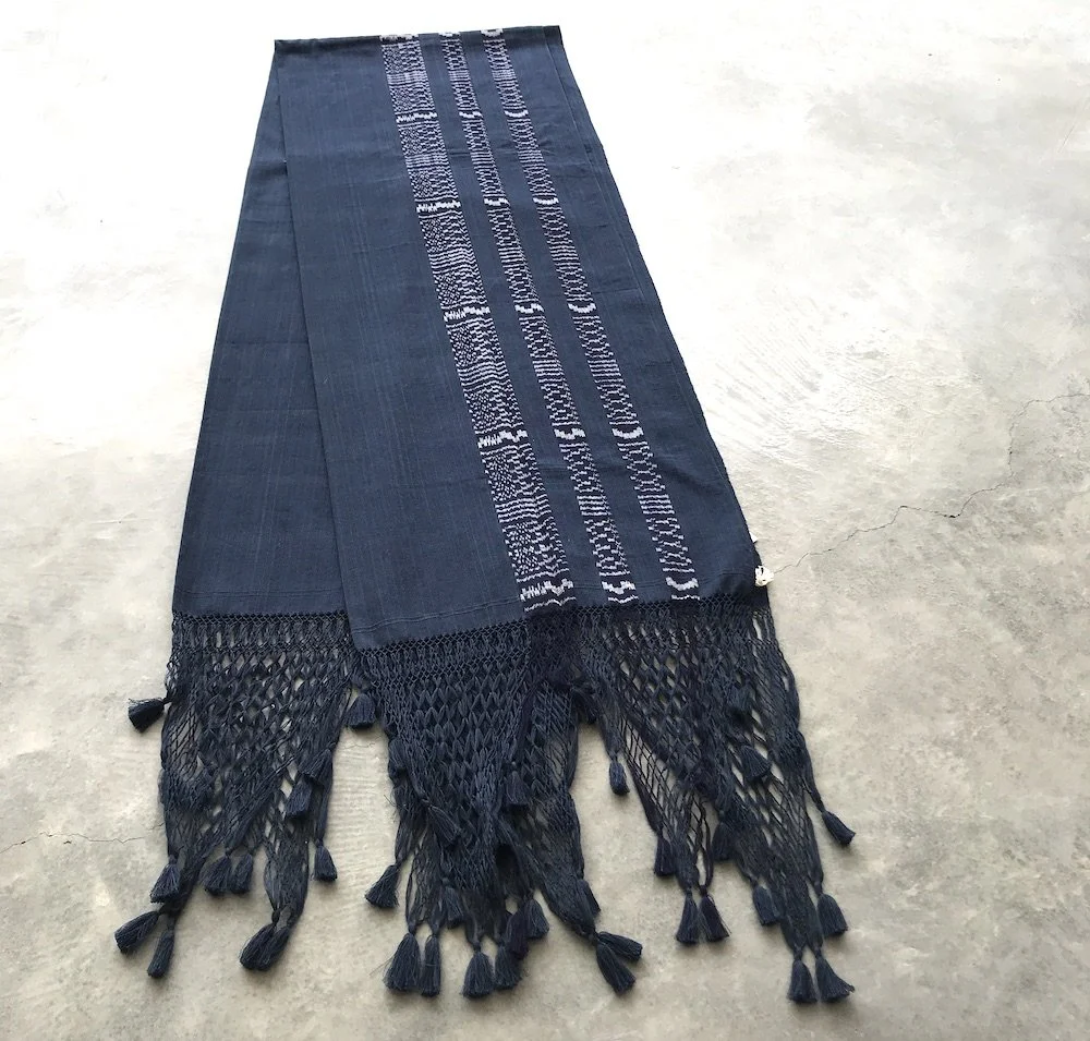 handwoven craft cotton embroidery macrame fringe rebozo shawl mexico mexican oaxaca chiapas toluca tenancingo estado de mexico highend highfashion moda textiles artisan artisanal natural dyes botanical dyes blue black plaid check blouse poncho top sh