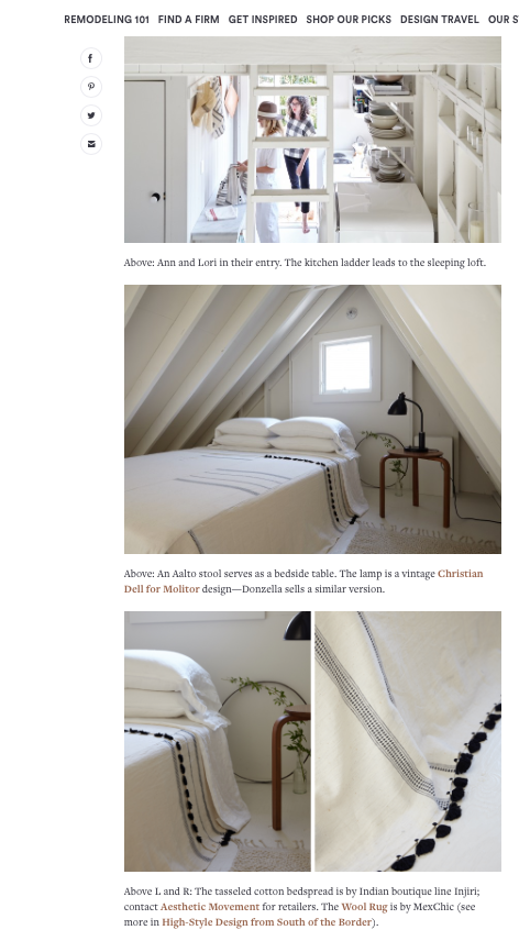 Remodelista New York home interior Mexchic textiles rug bedding hand woven cotton and wool, oaxaca Mexico 