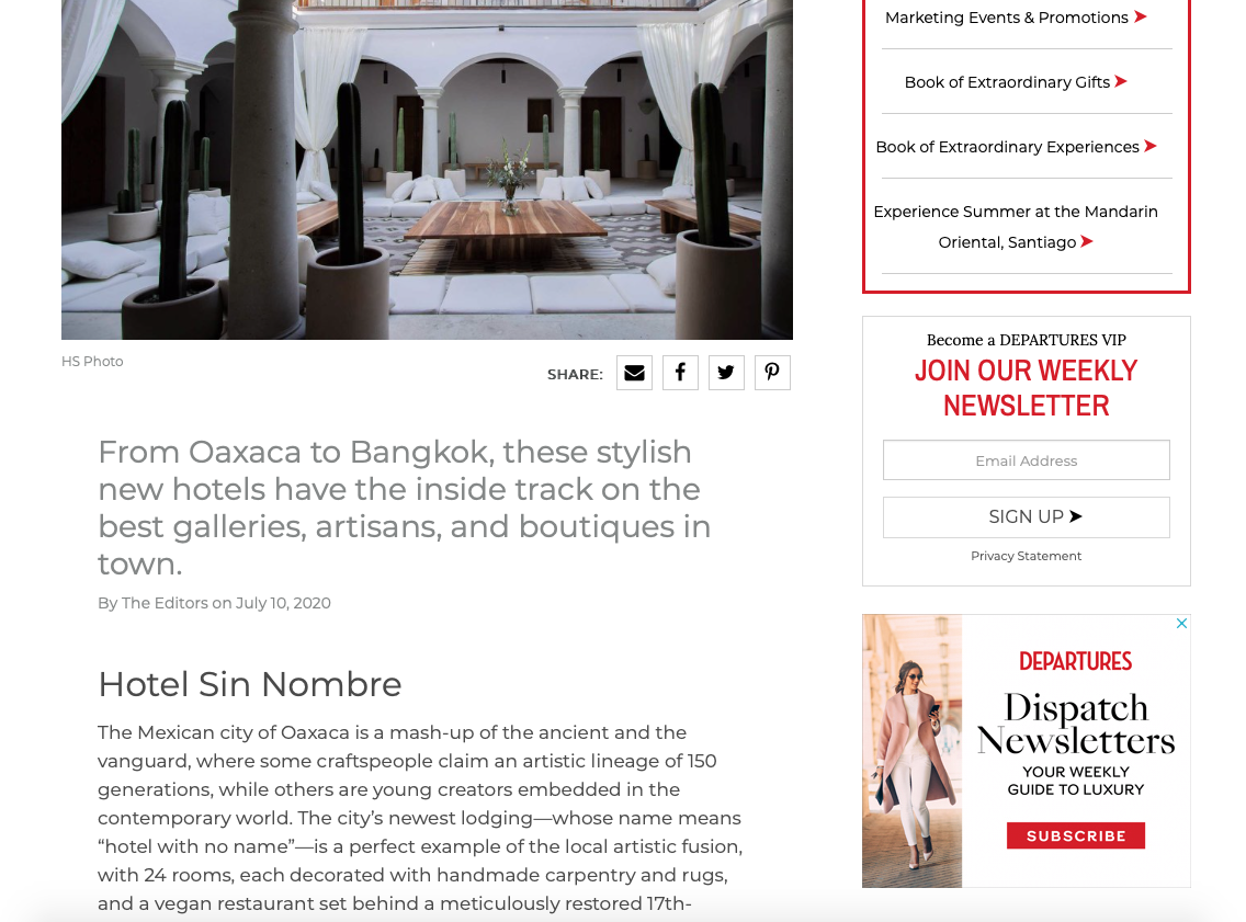Departures magazine Hotel Sin nombre Mexchic Shopping in Oaxaca shop store clothing home wares Mexico 