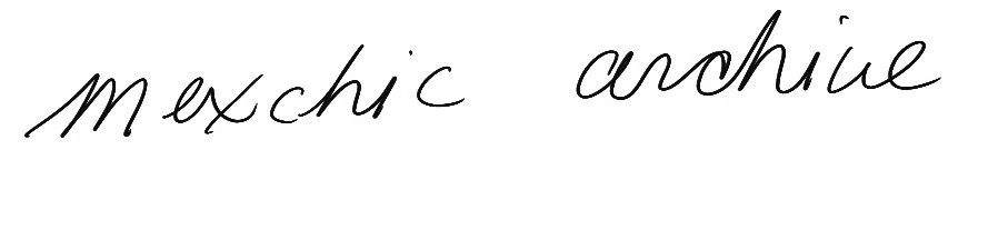 Cursive handwritten text saying 'mexhic archive'.