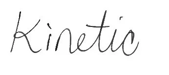 The word 'kinetic' written in cursive handwriting