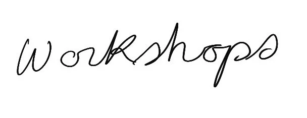 The word "Workshops" written in black cursive handwriting.
