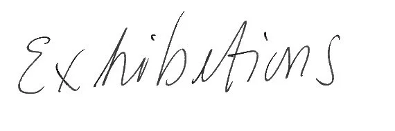 The word 'Exhibitions' written in cursive handwriting.