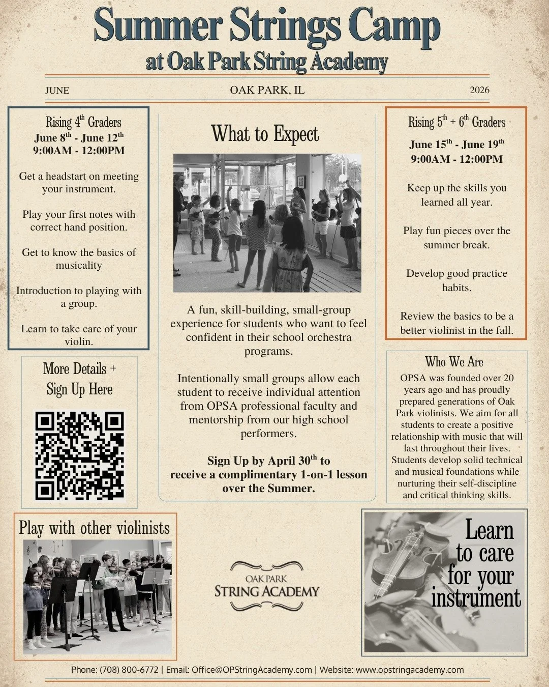 Did you know...
This June OPSA will host *Summer Strings Camp* for rising 4th 5th and 6th graders? 

These camps are designed for string players just beginning their journey and those hoping to retain their skills over the summer break. 

Open to exi