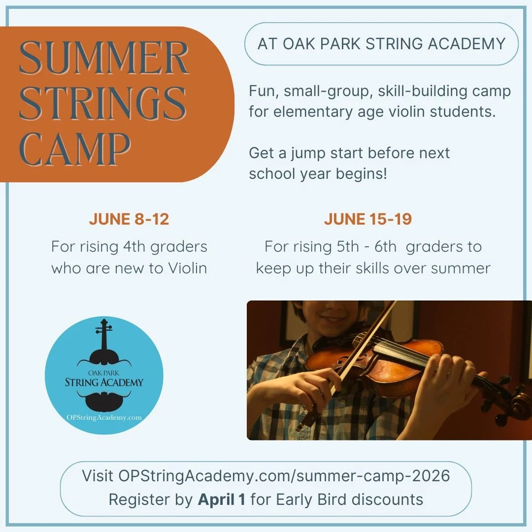 Summer will be here before we know it, and a whole new batch of elementary school students will begin learning the violin!🎻🎶

NEW this year, OPSA is offering ~Summer Strings Camp~ for elementary age violin students. These small group camps are tail