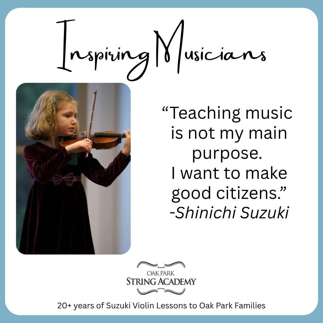 There's more to music education than just learning the notes. Here at Oak Park String Academy we follow the Suzuki methodology which includes teaching students to be good citizens.