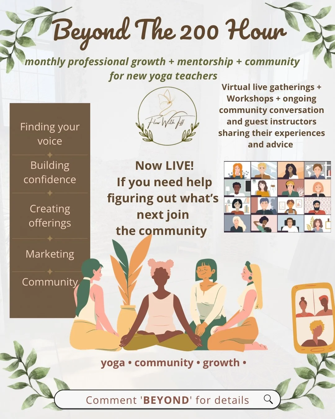 BEYOND THE 200 HOUR IS NOW LIVE! 🤎

You finished your 200-hour training&hellip; but maybe you&rsquo;re still asking yourself:

What comes next?

That&rsquo;s exactly why I created Beyond the 200 Hour a virtual monthly mentorship + workshop + communi