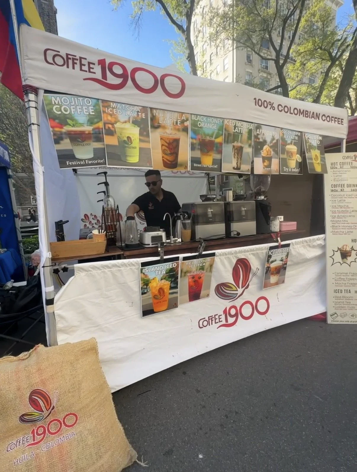 Coffee1900 branded coffee stand at a New York City outdoor market