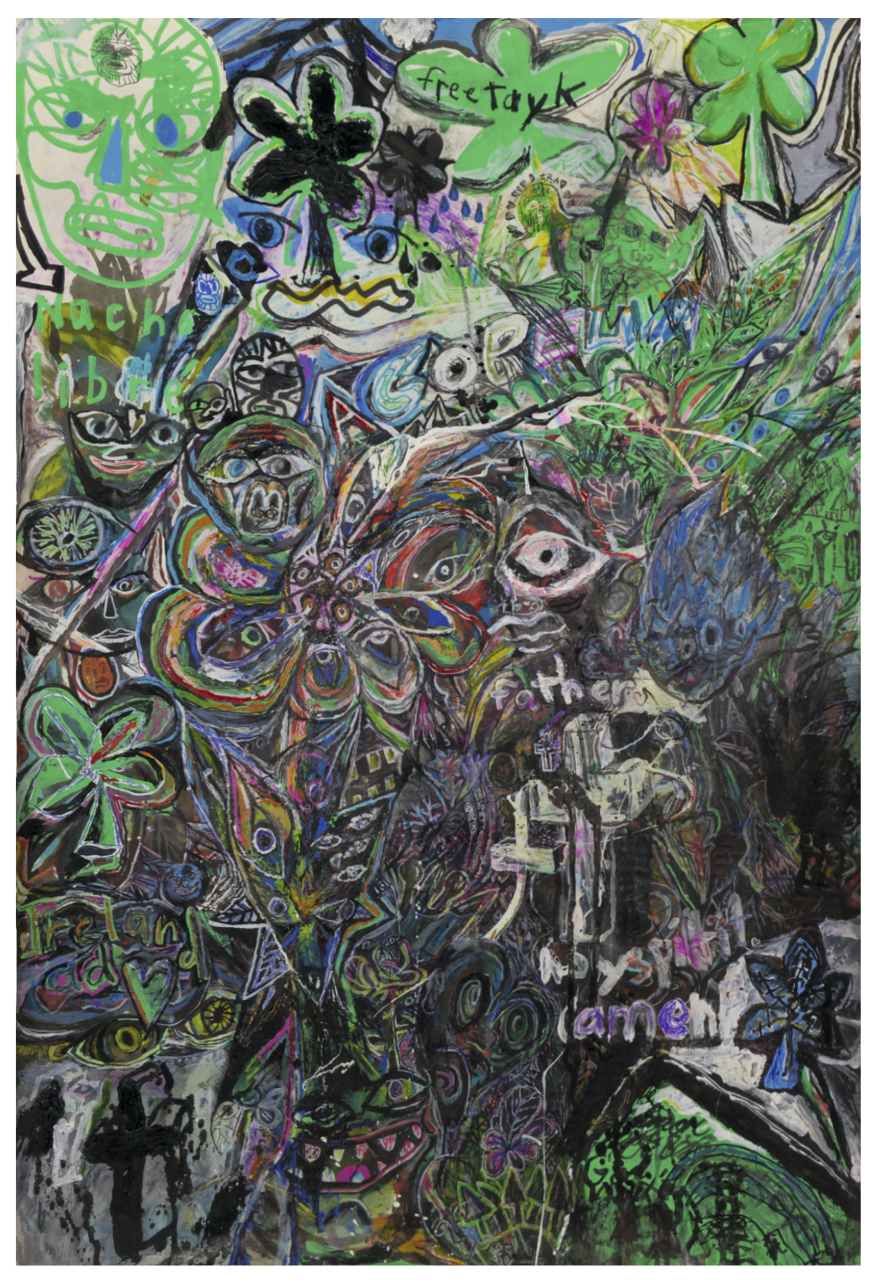 Father, Son, (Holy Spirit), 2025, mixed media on paper, 22"x 32.5" $3500