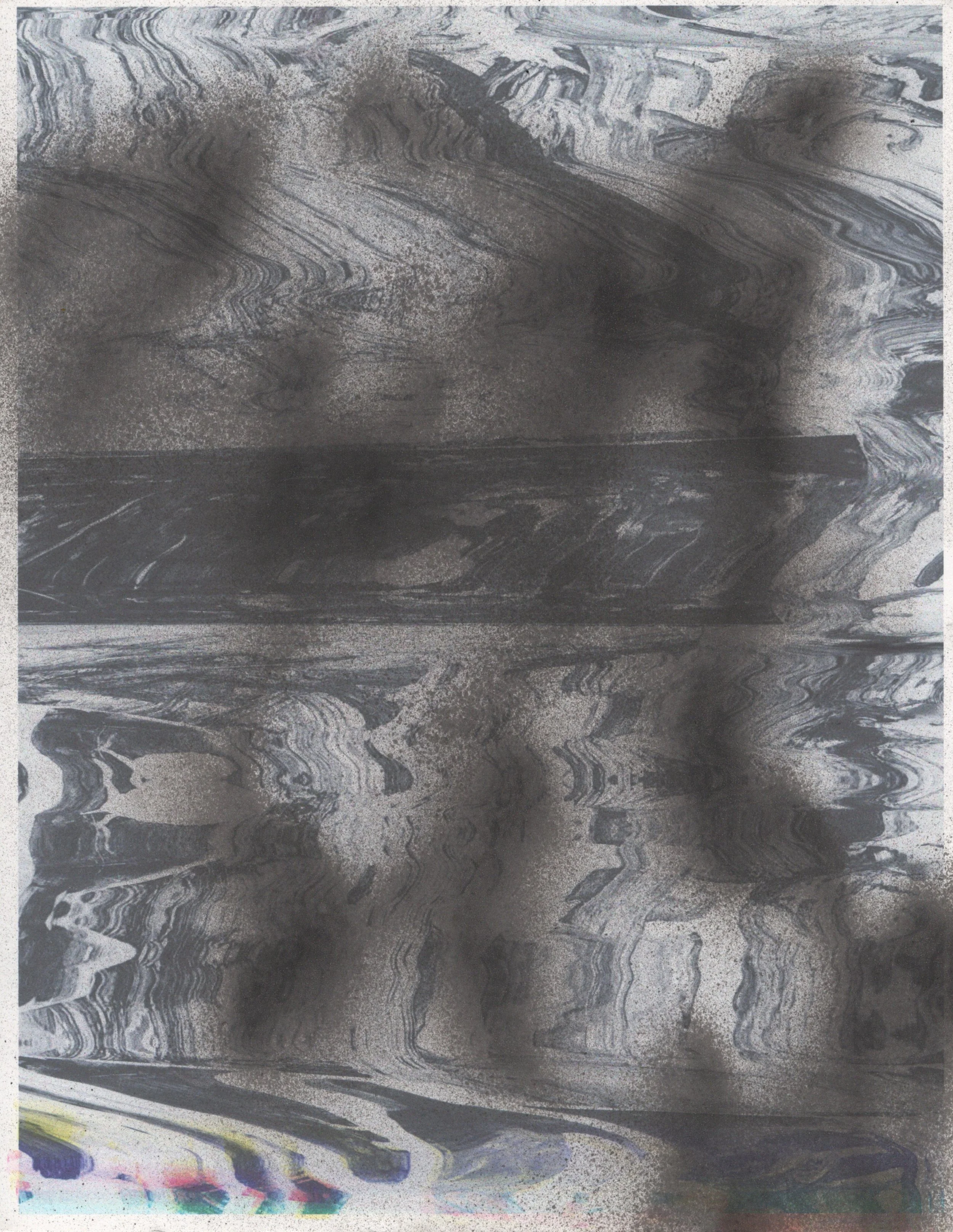 Ghosts 2, 2023, inkjet, spray paint on paper, 8.5"x 11"