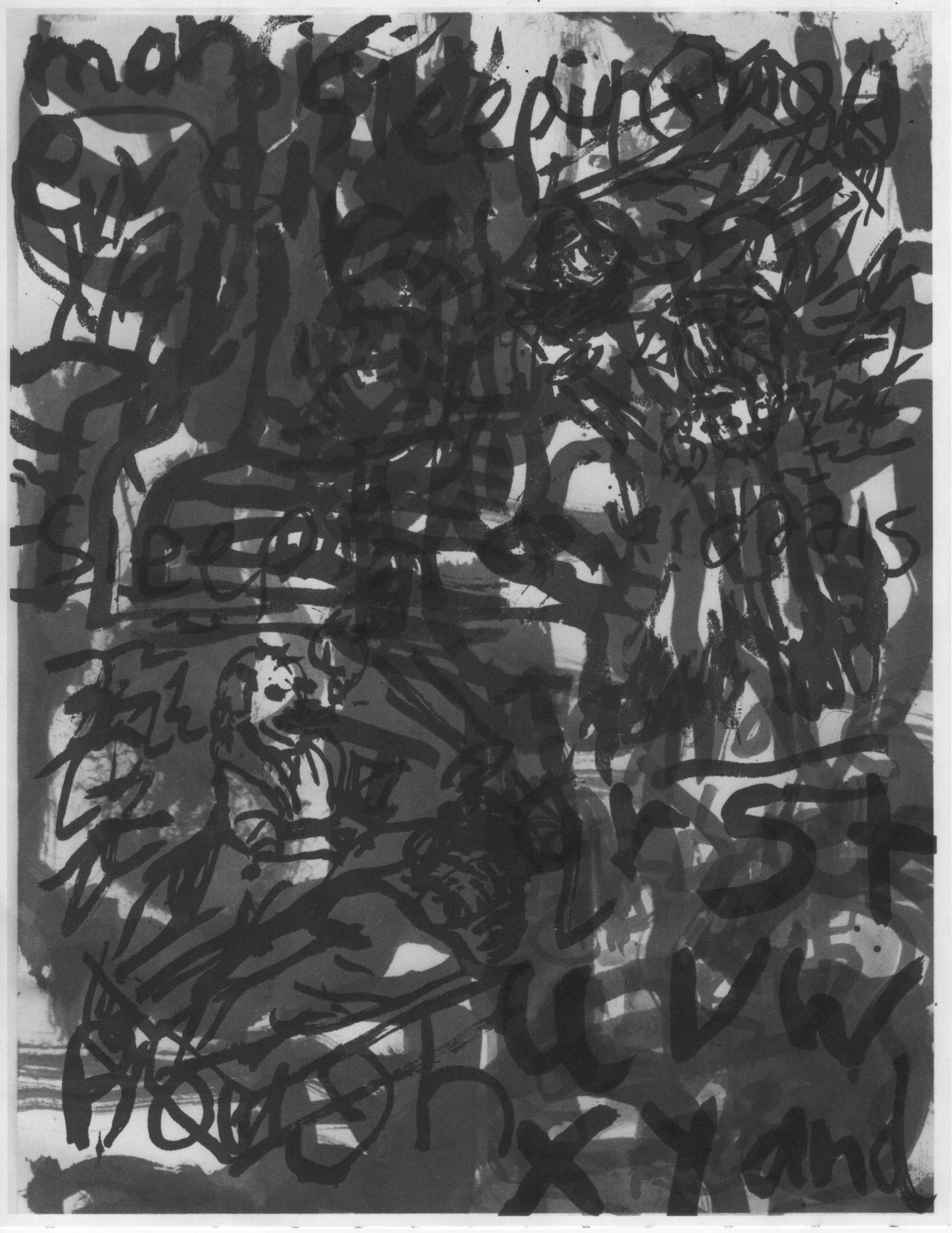 Sleeping Rough, 2023, India ink, inkjet on paper, 8.5"x 11"