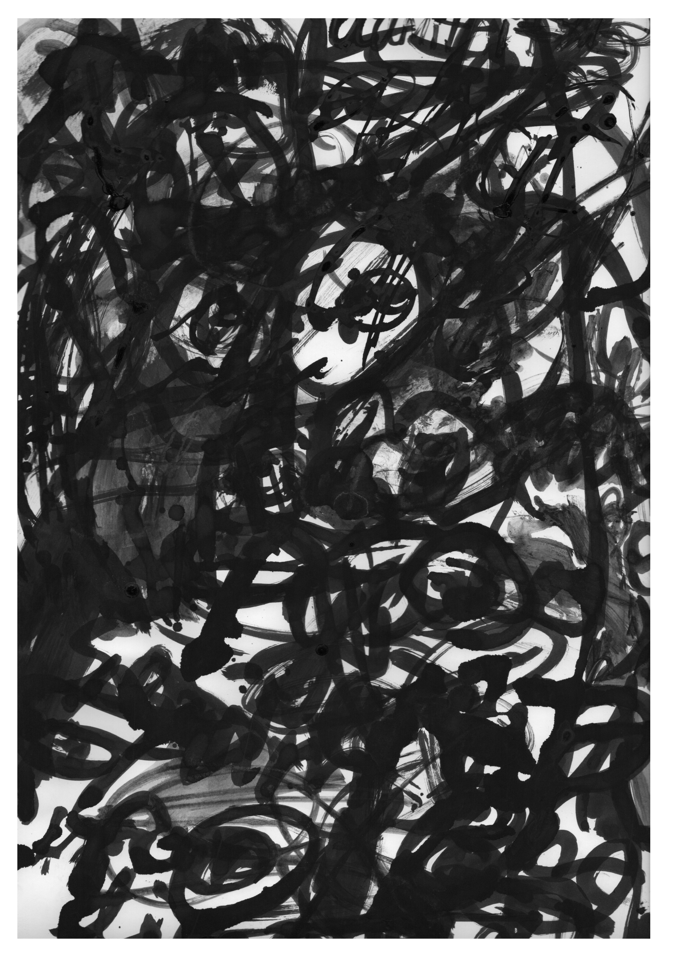 Untitled, 2025,  India ink on matte media paper, 13"x 19"