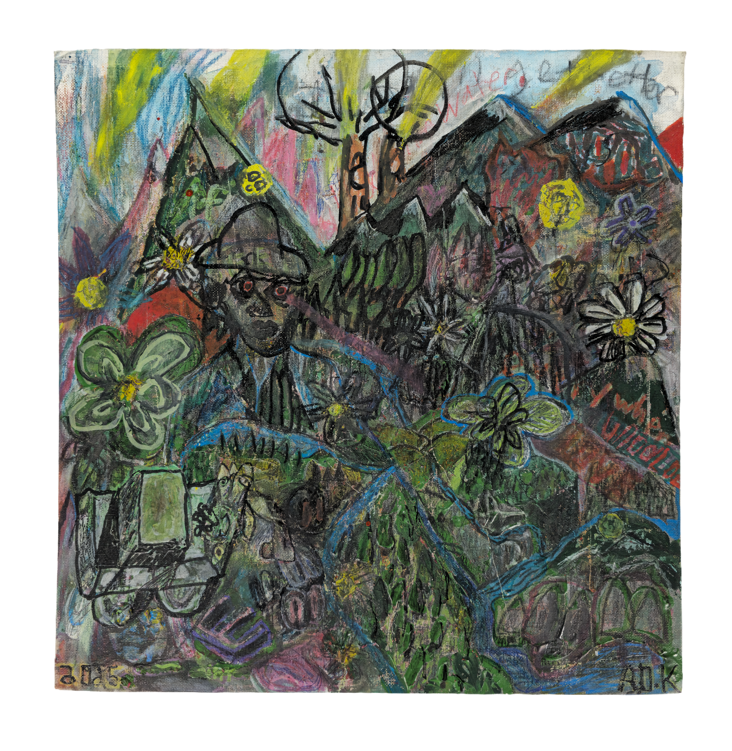 There's a place beyond the pines, 2025, mixed media on canvas board, 16"x 16" (NFS)