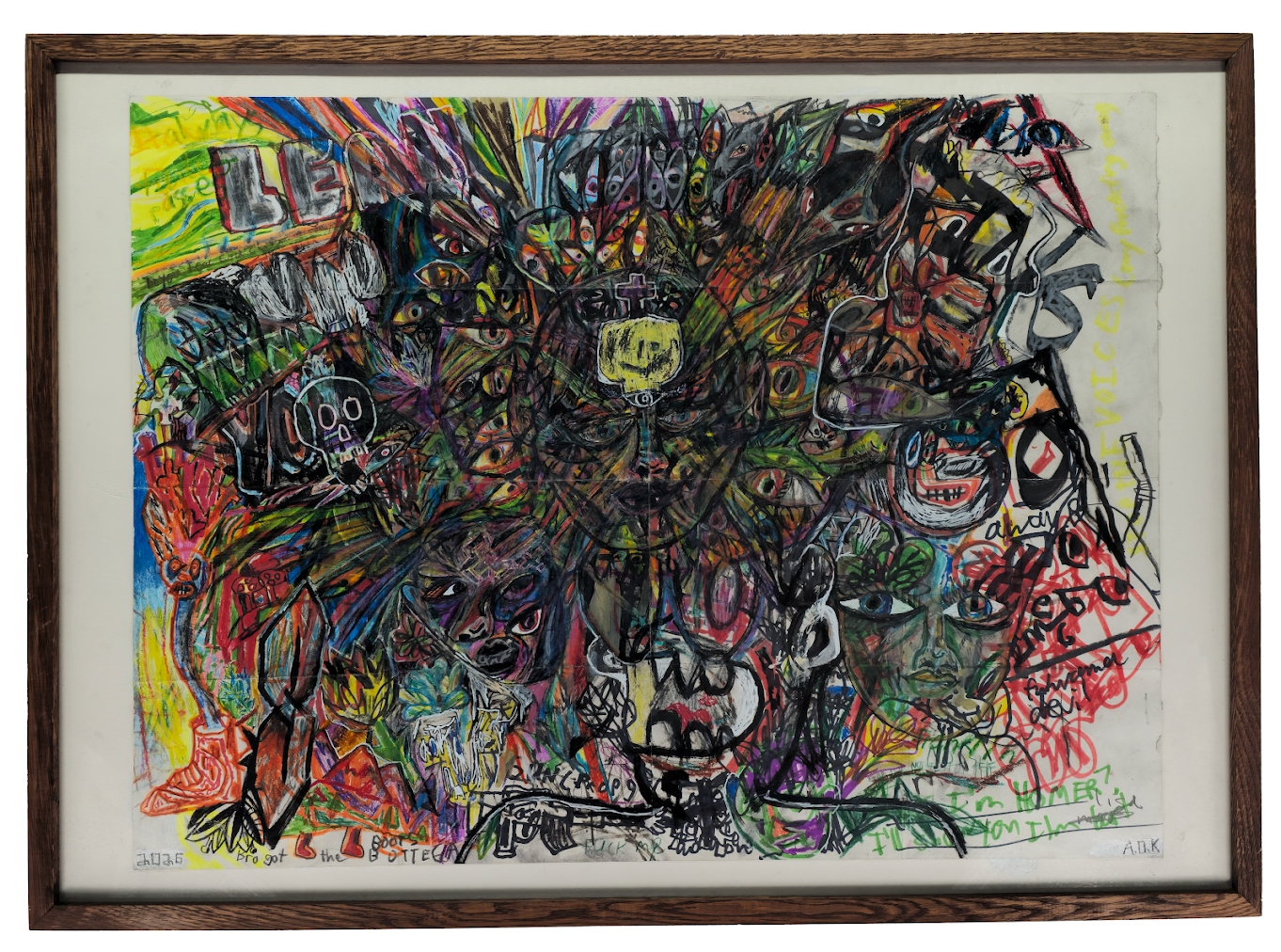 Fire doesn't die, it just goes somewhere else, 2025-26, mixed media on paper, 24"x 18" (S)