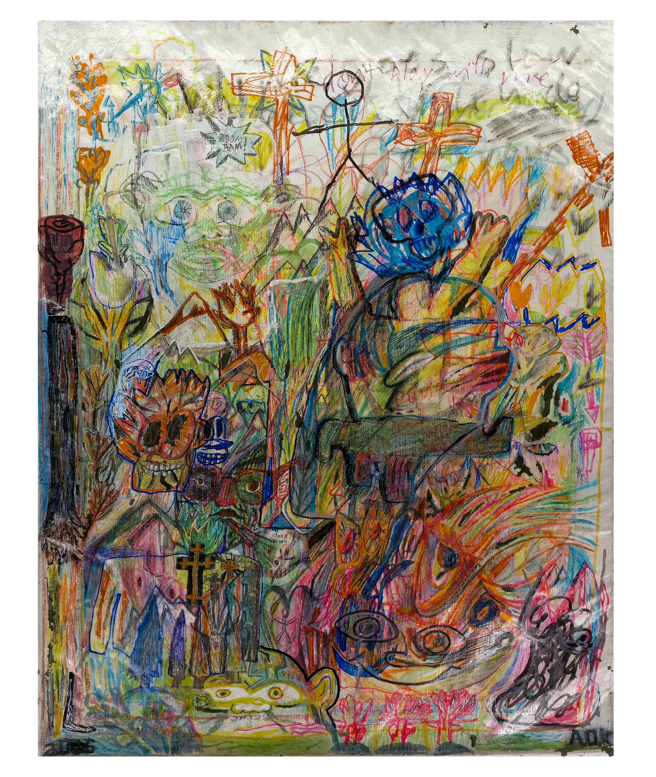 Vitruvian Mans, 2025-26, mixed media on canvas, 22"x 27.5" $1750